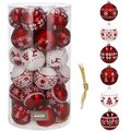 Springos, Bombki choinkowe 7 cm 30 szt., biało-czerwone - Springos