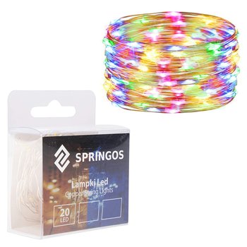 Springos, Lampki choinkowe 20 LED druciki mikro na baterie kolorowe, barwa różnokolorowa - Springos