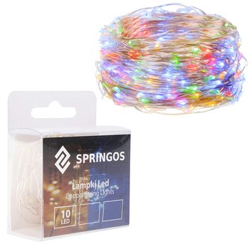 Springos, Lampki choinkowe na baterie, 10 LED,  barwa różnokolorowa - Springos