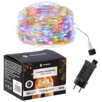 Springos, Lampki choinkowe na prąd, 300 LED, barwa różnokolorowa - Springos