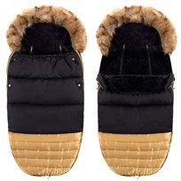 Springos, Śpiworek do wózka 4w1, śpiwór z futerkiem do sanek, gondoli 70 cm czarno-złoty, złoty