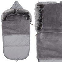 Springos, Śpiworek Do Wózka 4W1, Śpiwór Z Futerkiem Do Sanek, Gondoli 80 Cm, szary