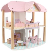 Sprytne Zabawki. Drewniany Dwupoziomowy Domek Dla Lalek Toys4Edu
