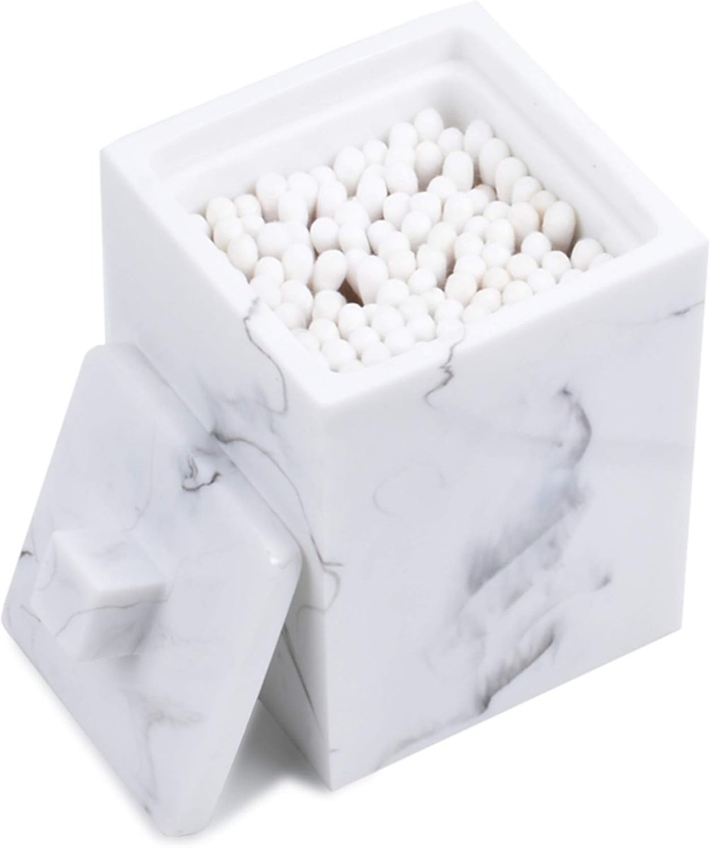Square Qtips Holder, Bathroom Countertop Storage Organizer with Lid for ...