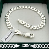 Srebrna Bransoleta Męska Diamentowana 21Cm/6Mm Pancerka Srebro 925 + Grawer