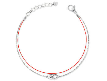 Srebrna bransoletka 925 sznurek z łańcuszkiem ringi - Lovrin