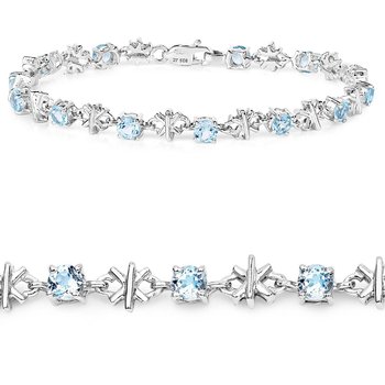 Srebrna bransoletka z 13 naturalnymi topazami niebieskimi 4.50 ct - Biżuteria Prana
