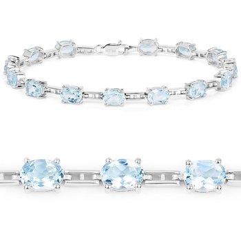 Srebrna bransoletka z 14 naturalnymi topazami niebieskimi 14,00 ct - Biżuteria Prana