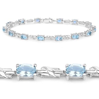 Srebrna bransoletka z 14 naturalnymi topazami niebieskimi 9,10 ct - Biżuteria Prana