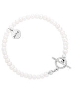 Srebrna bransoletka z pereł naturalnych z ozdobnym zapięciem z kryształkami SWAROVSKI® CRYSTAL