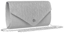 Srebrna brokatowa kopertówka do ręki lub na ramię ROVICKY wieczorowa elegancka wizytowa torebka damska odpinany łańcuszek