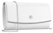 Srebrna kopertówka damska ROVICKY wizytowa elegancka mała wieczorowa do ręki lub na ramię łańcuszek