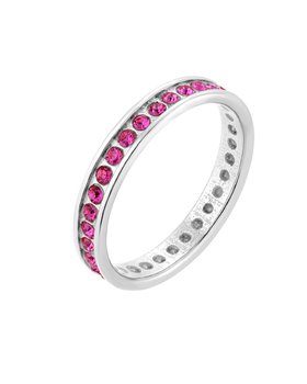 Srebrna obrączka z różowymi kryształami Preciosa r.12 - sotho
