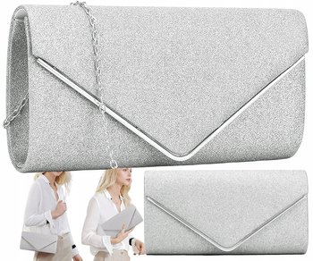 Srebrna Torebka Wieczorowa Kopertówka Wizytowa - Edibazzar