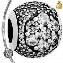 Srebrna Zawieszka Charms Koralik Z Cyrkoniami Srebro 925 Rodowane + Gratis