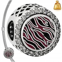 Srebrna Zawieszka Charms Koralik Z Cyrkoniami Srebro 925 Rodowane + Gratis