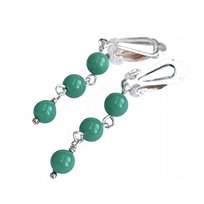 Srebrne klipsy damskie jade pearl wiszące stylowe 5 cm Inna marka