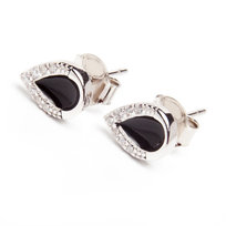 Srebrne kolczyki 925 czarna łezka