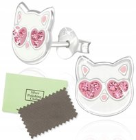 SREBRNE KOLCZYKI 925 DLA DZIEWCZYNKI kotki wkrętki