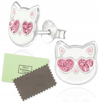 SREBRNE KOLCZYKI 925 DLA DZIEWCZYNKI kotki wkrętki - Mennica Bydgoska