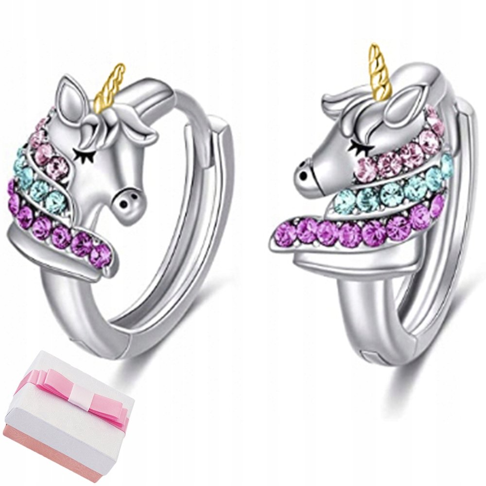 SREBRNE KOLCZYKI 925 JEDNOROŻCE DLA DZIEWCZYNKI CZARUJĄCE I DELIKATNE-Zdjęcie-0