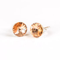 Srebrne Kolczyki 925 Z Kryształami Swarovski Rivoli 6Mm Light Peach GemSilver