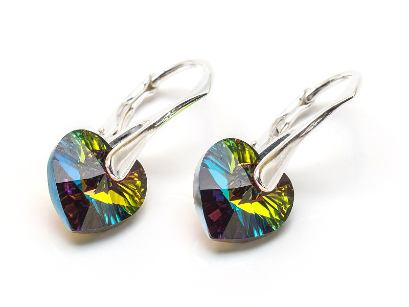 Srebrne Kolczyki 925 Z Kryszta ami Swarovski Serca 10Mm Vitrail Medium srebrne-kolczyki-925-z-kryszta-ami-swarovski-serca-10mm-vitrail-medium