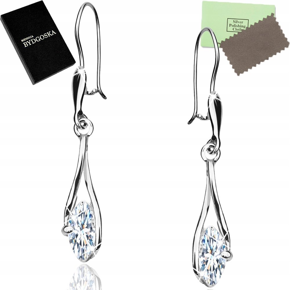 Srebrne Kolczyki Długie, Kolczyki Wiszące Srebro Próba 925 Damskie Rodowane-Zdjęcie-0