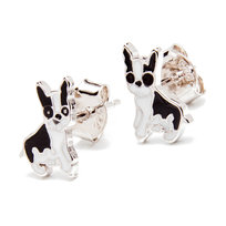 Srebrne kolczyki piesek Buldog