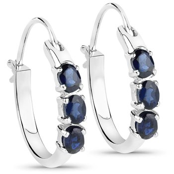 Srebrne kolczyki z 6 naturalnymi szafirami niebieskimi 1,50 ct - Biżuteria Prana
