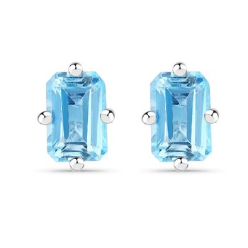 Srebrne kolczyki z naturalnym topazem niebieskim Swiss Blue 1,40 ct - Biżuteria Prana