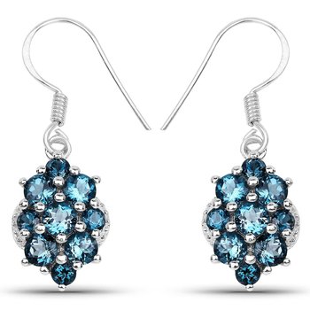 Srebrne kolczyki z naturalnymi topazami niebieskimi London Blue 4,32 ct - Biżuteria Prana