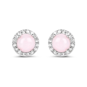 Srebrne kolczyki z różowymi opalami i kryształami górskimi 1,36 ct - Biżuteria Prana