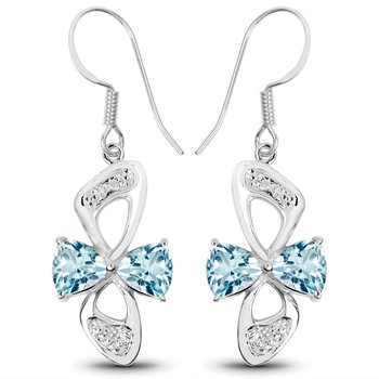 Srebrne kolczyki z topazami niebieskimi i kryształami górskimi 1,49 ct - Biżuteria Prana
