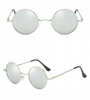 Srebrne Lenonki Okrągłe Okulary Przeciwsłoneczne