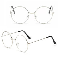 Srebrne Okulary Lenonki Zerówki Blue Light Do Komputera Metalowe + Etui