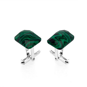 Srebrne spinki do mankietów Malachit Fasetowany (S729) Srebro [925] - ManufakturaSpinek
