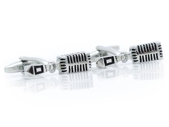 Srebrne spinki do mankietów - mikrofony A271 - Modini