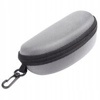 Srebrne Sportowe ETUI NA OKULARY przeciwsłoneczne twarde zamek karabińczyk