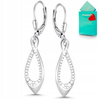 Srebrne wiszące kolczyki z cyrkoniami angielskie zapięcie świąteczne 925