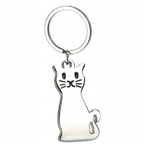 Srebrny breloczek do kluczy z motywem kot kociak kicia prezent dla kociarz