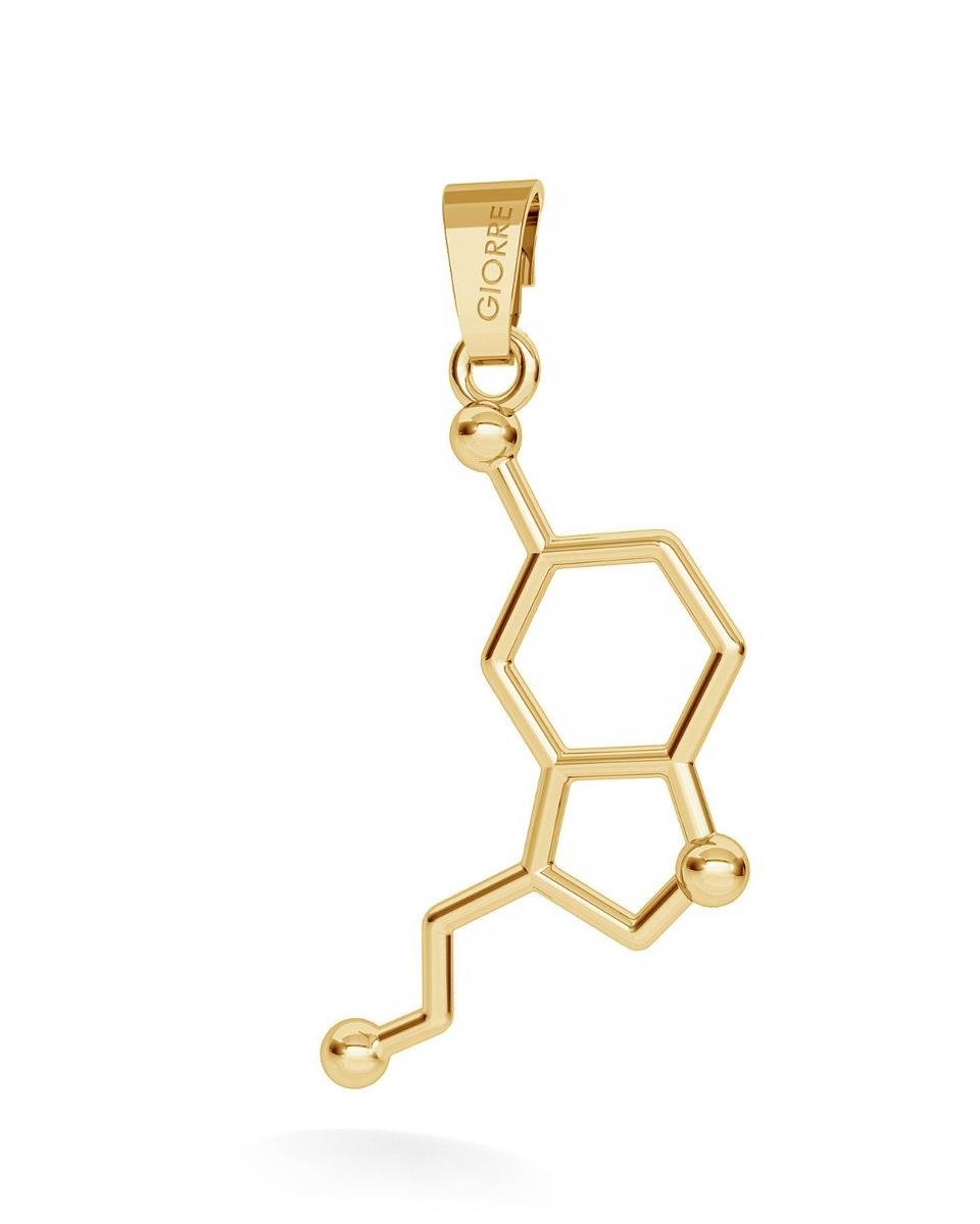 Zdjęcia - Wisiorek / naszyjnik Srebrny charms beads zawieszka - serotonina, wzór chemiczny, srebro 925 :