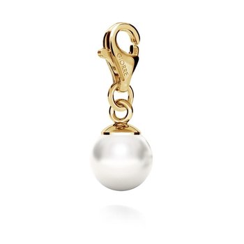 Srebrny charms perła, srebro 925 : Perła - kolory - GAVBARI hodowane białe, Srebro - kolor pokrycia - Pokrycie żółtym 18K złotem - GIORRE