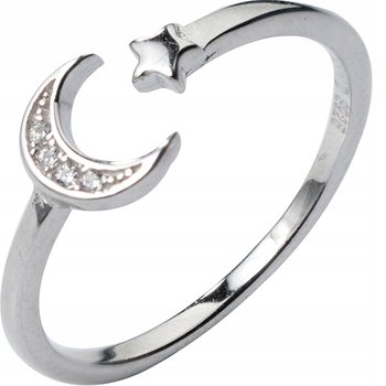 Srebrny DAMSKI PIERŚCIONEK REGULOWANY Uniwersalny PREZENT Księżyc GWIAZDA - ITIMPORT