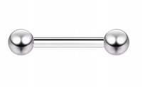SREBRNY Kolczyk do Języka Sztanga Klasyczna z Kuleczkami 1,6/18/6+6 mm EMIGMAT