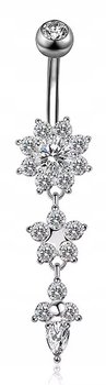 Srebrny Kolczyk Do Pępka Zwisające Kryształki 316L - Inna marka