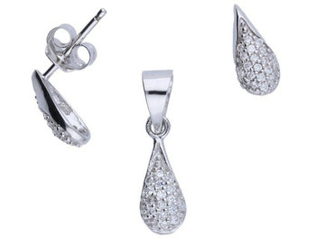 Srebrny komplet biżuterii 925 łezki z cyrkoniami - Lovrin