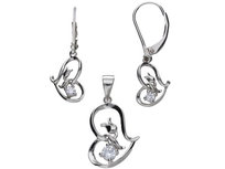 Srebrny komplet biżuterii 925 serce tulipan