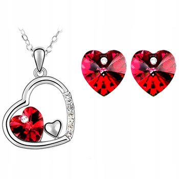 Srebrny Komplet Biżuterii Czerwone Serca Serce - Lovrin
