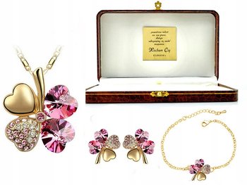 Srebrny Komplet biżuterii koniczynki róż grawer - Lovrin